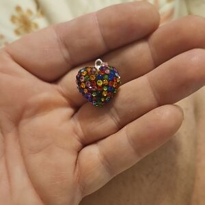 Vibrant Crystal Heart Brooch